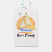 Ruhestand Gone Segelboot Sunset Wasserfarbe Geschenkanhänger (Rückseite)