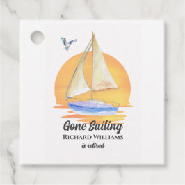 Ruhestand Gone Segelboot Sunset Wasserfarbe Geschenkanhänger