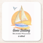 Ruhestand Gone Segelboot Sunset Wasserfarbe Rechteckiger Pappuntersetzer (Vorderseite)