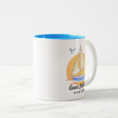 Ruhestand Gone Segelboot Sunset Wasserfarbe Zweifarbige Tasse (VorderseiteRechts)