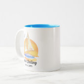 Ruhestand Gone Segelboot Sunset Wasserfarbe Zweifarbige Tasse (Vorderseite Links)