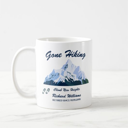 Ruhestand Gone Wandern Snowy Mountains Happy Trail Kaffeetasse (Links)