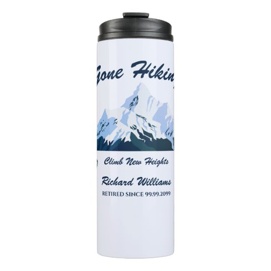 Ruhestand Gone Wandern Snowy Mountains Happy Trail Thermosbecher (Vorderseite)