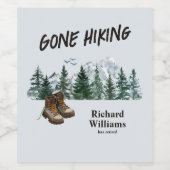 Ruhestand Gone Wandern zu den Bergen Außenbereich Weinetikett (Einzelnes Label)