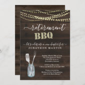 Ruhestand GRILLEN Party Einladung - rustikales (Vorne/Hinten)
