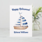 Ruhestand Happy Retirement Sailboat Wasserfarbe Einladung (Stehend Vorderseite)