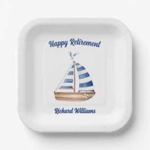 Ruhestand Happy Retirement Sailboat Wasserfarbe Pappteller