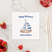Ruhestand Happy Retirement Sailboat Wasserfarbe Serviette (Beispiel)