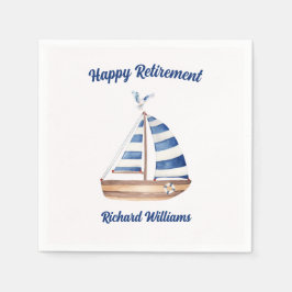 Ruhestand Happy Retirement Sailboat Wasserfarbe Serviette