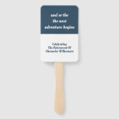 Ruhestand Inspiration Zitat Modern Simple Blue Fächer (Rückseite)