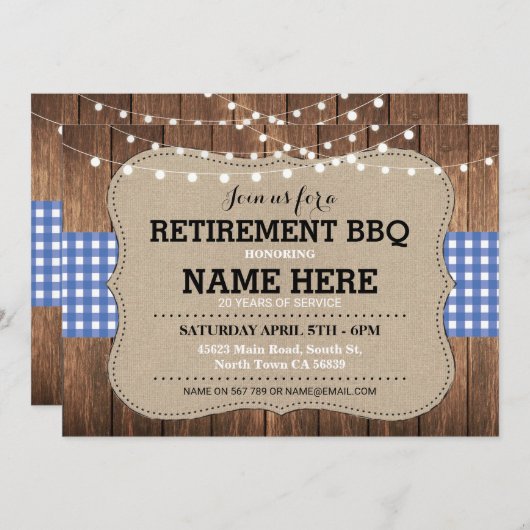 Ruhestand lädt GRILLEN pensionierten Einladung (Vorne/Hinten)