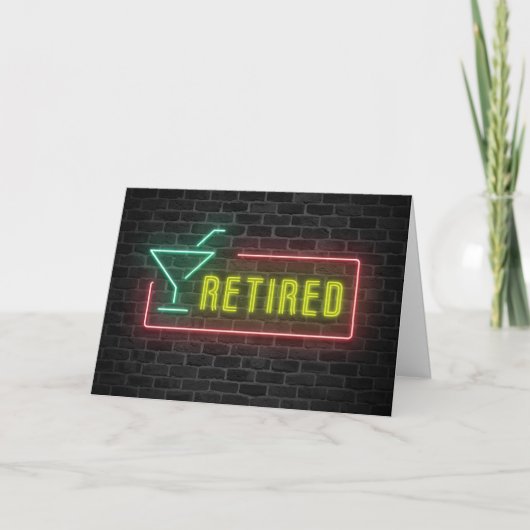 Ruhestand Neon Marquee Sign auf Brick Karte (Vorderseite)