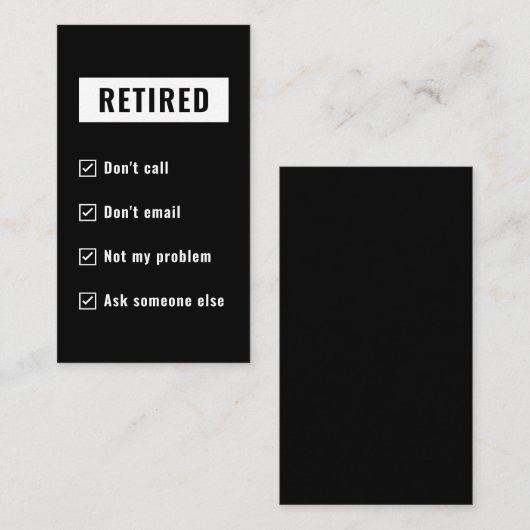 Ruhestand nicht mein Problem Gag Spaß Funny Retire Visitenkarte (Vorne/Hinten)