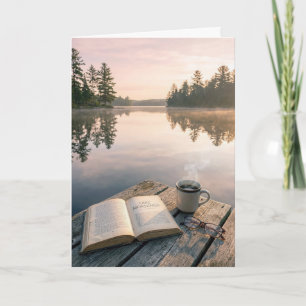 Ruhestand Offenes Buch Mit Kaffee Auf Einem See St Karte
