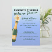 Ruhestand Party Auf Wiedersehen Tension Champagne Einladung (Stehend Vorderseite)