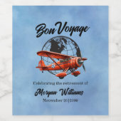 Ruhestand Party Bon Voyage Travel Globe Flugzeug Weinetikett (Einzelnes Label)
