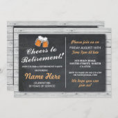 Ruhestand Party Cheers Beers Wood Chalk Einladung (Vorne/Hinten)