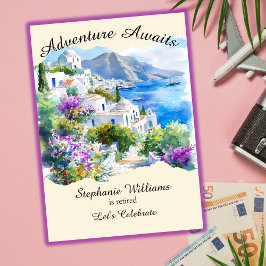 Ruhestand Party Colorful Griechenland Village Ocea Einladung