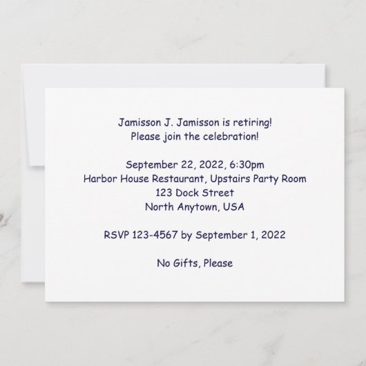 Ruhestand Party Einladung Sailboat bei Sunset (Rückseite)