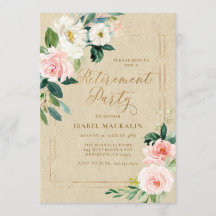 Ruhestand Party Elegant Rosa Floral Kraft Rustikal