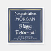 Ruhestand Party Elegante Navy Blue, White & Gold Serviette (Vorderseite)