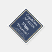 Ruhestand Party Elegante Navy Blue, White & Gold Serviette (Ecke)