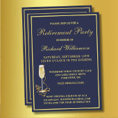 Ruhestand Party Elegante Navy Gold Einladung