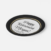 Ruhestand Party Elegante Schwarz und Gold Borted Pappteller (Schrägansicht)