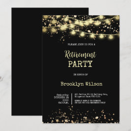 Ruhestand Party Elegante Schwarz und Gold Einladung