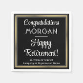 Ruhestand Party Elegantes Schwarz, Weiß und Gold Serviette (Vorderseite)