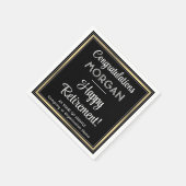 Ruhestand Party Elegantes Schwarz, Weiß und Gold Serviette (Ecke)