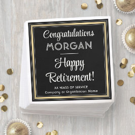 Ruhestand Party Elegantes Schwarz, Weiß und Gold Serviette