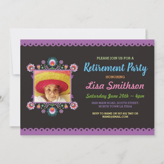 Ruhestand Party Fiesta Mexikanisches Foto Einladung (Vorderseite)