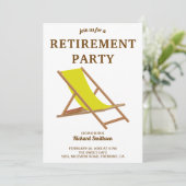 Ruhestand-Party für tropische Gelbe Stühle Einladung (Stehend Vorderseite)
