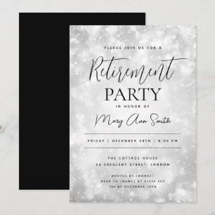 Ruhestand Party Glam Silver Champagne Sparkone Einladung