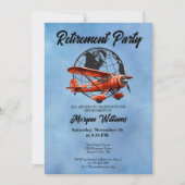 Ruhestand Party Globe Travel Flugzeug Orte Einladung (Vorderseite)
