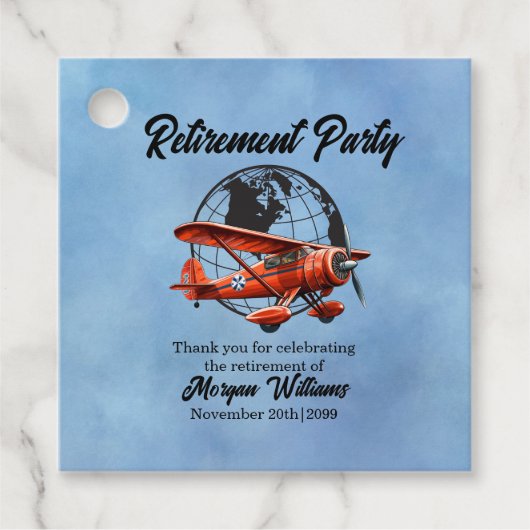 Ruhestand Party Globe Travel Flugzeug Orte Geschenkanhänger (Vorderseite)