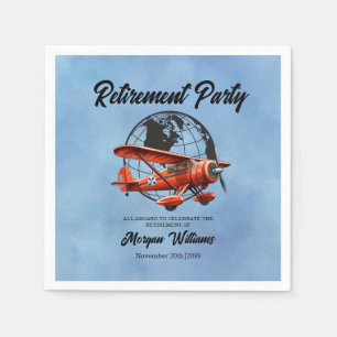 Ruhestand Party Globe Travel Flugzeug Orte Serviette