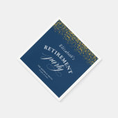 Ruhestand Party Gold Glitzer Elegantes Script blau Serviette (Ecke)