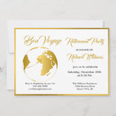 Ruhestand Party Golden Border Globe Bon Voyage Einladung (Vorderseite)