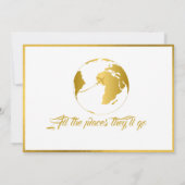 Ruhestand Party Golden Border Globe Bon Voyage Einladung (Rückseite)