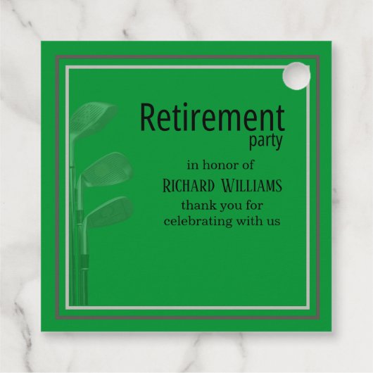 Ruhestand Party Golf Modern Corporate Green Black Geschenkanhänger (Rückseite)