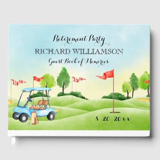 Ruhestand Party Golf Sign in Gästebuch (Vorderseite)