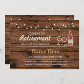 Ruhestand Party Holzwein Einladung (Vorne/Hinten)