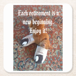 Ruhestand Party Ingwer Katze schlafend Hausschuhe  Rechteckiger Pappuntersetzer