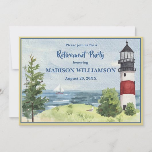Ruhestand Party KüstenLeuchtturm Wasser Ankündigung (Vorderseite)