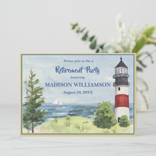Ruhestand Party KüstenLeuchtturm Wasser Ankündigung (Stehend Vorderseite)