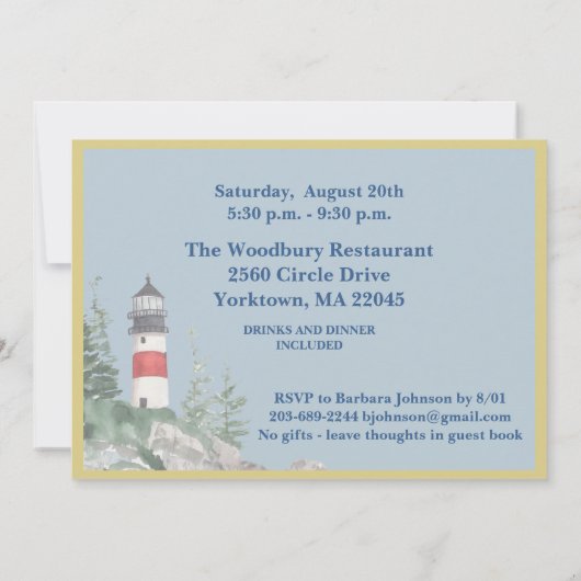 Ruhestand Party KüstenLeuchtturm Wasser Ankündigung (Rückseite)