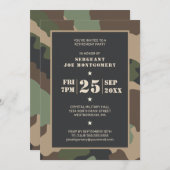 Ruhestand Party Militärische Waldkämme Einladung (Vorne/Hinten)