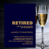 Ruhestand Party Modern Simple Navy Blue and Gold Einladung